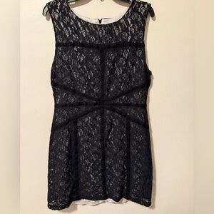 Bisou Bisou Michele Bohbot Black Lace Overlay/White Lining Sheath Dress, 16